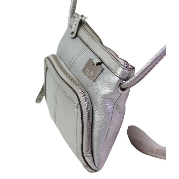 Tignanello SILVER GENUINE LEATHER ORGANIZER X-BODY SHOULDER BAG HANDBAG PURSE - Picture 6 of 16